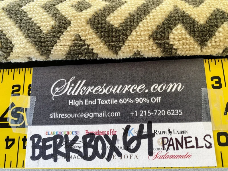 IMG_5511 1 Berkbox64 Finished Drapery 2.4 yard Scalamandre  Colony Roma Raff Linen Velvet Geometric Brown and Beige MSRP USD 300+/Y