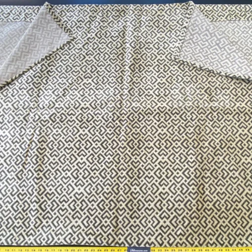 IMG_5512 1 Berkbox64 Finished Drapery 2.4 yard Scalamandre  Colony Roma Raff Linen Velvet Geometric Brown and Beige MSRP USD 300+/Y
