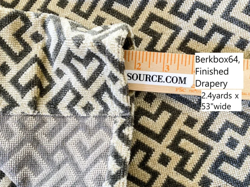 IMG_5513 1 Berkbox64 Finished Drapery 2.4 yard Scalamandre  Colony Roma Raff Linen Velvet Geometric Brown and Beige MSRP USD 300+/Y