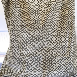 IMG_5516 1 Berkbox64 Finished Drapery 2.4 yard Scalamandre  Colony Roma Raff Linen Velvet Geometric Brown and Beige MSRP USD 300+/Y