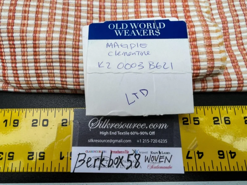IMG_5592 10 Berkbox58 1.5yard Scalamandre MAGPIE Clementine  Jacquard Orange Plaid Check MSRP USD214/y