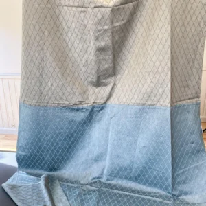 IMG_5597 13 Berkbox64 Finished Drapery 2.4yard "2 Pieces & 2 Colorways" Scalamandre DIAMOND WEAVE Bluestone and Pewter Jacquard MSRP USD316/y