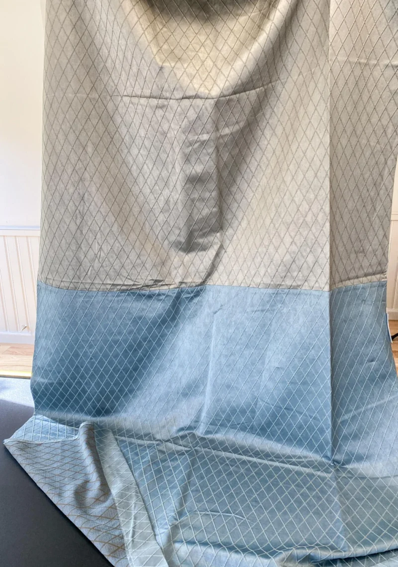 IMG_5597 13 Berkbox64 Finished Drapery 2.4yard "2 Pieces & 2 Colorways" Scalamandre DIAMOND WEAVE Bluestone and Pewter Jacquard MSRP USD316/y