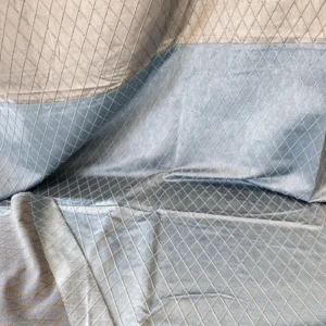 IMG_5598 13 Berkbox64 Finished Drapery 2.4yard "2 Pieces & 2 Colorways" Scalamandre DIAMOND WEAVE Bluestone and Pewter Jacquard MSRP USD316/y