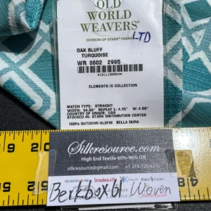 IMG_5700 1 Berkbox61 27"x2 yard Scalamandre OAK BLUFF TURQUOISE Light Blue Geometric MSRP USD208/y