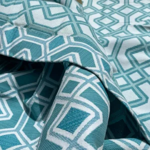 IMG_5701 1 Berkbox61 27"x2 yard Scalamandre OAK BLUFF TURQUOISE Light Blue Geometric MSRP USD208/y