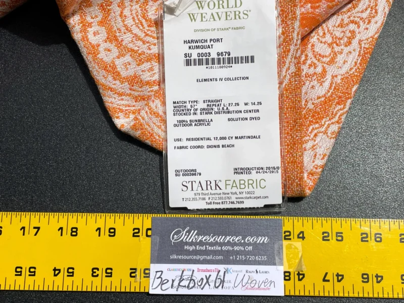 IMG_5706 3 Berkbox61 27"x2 yard Scalamandre HARWICH PORT Kumquat Orange Jacquard/Woven Paisley MSRP USD194/y