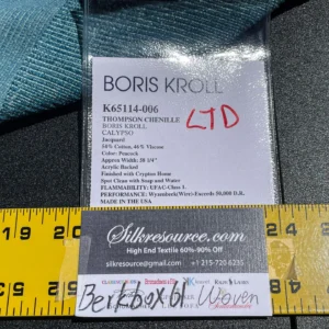 IMG_5739 14 Berkbox61 27"x27" yard Scalamandre Square THOMPSON CHENILLE PEACOCK Jacquard Blue MSRP USD222/y
