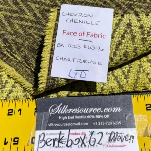 IMG_5775 10 Berkbox62 1.2 yard Scalamandre CHEVRON CHINELLE CHARTREUS  Green MSRP USD246/y