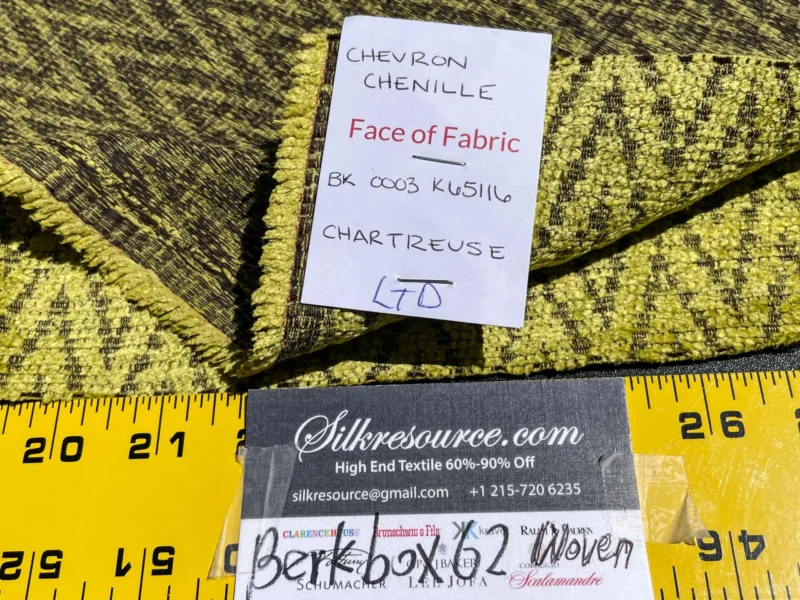 IMG_5775 10 Berkbox62 1.2 yard Scalamandre CHEVRON CHINELLE CHARTREUS  Green MSRP USD246/y