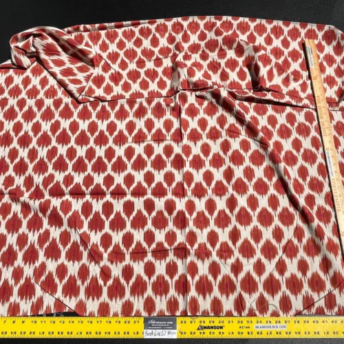 IMG_5777 11 Berkbox62 1.5 yard Scalamandre AMARA IKAT WEAVE Sunset Red MSRP USD 150/y