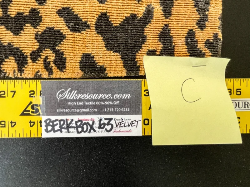 IMG_5824 13 Berkbox63 27"x1.2yard Scalamandre Old World Weavers Leopard Velvet Piccolo  Linen Hiend Animal skin Cheetah Orange Black Velvet MSRP USD 500+/yard