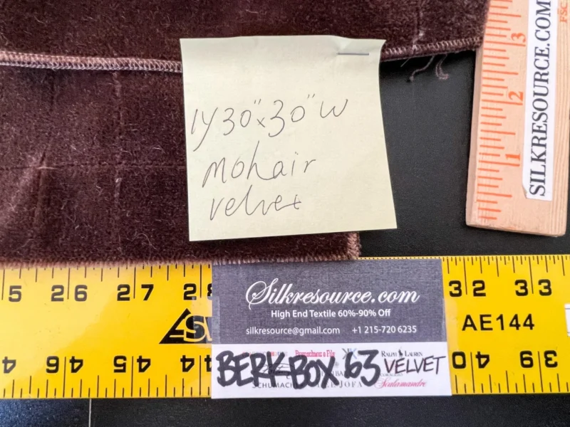 IMG_5834 16 Berkbox63 30"x1yard Scalamandre Mohair Velvet Plain Brown
