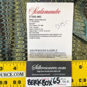 IMG_5847 2 Berkbox65 Square Scalamandre Ebru Silk Weave Peacock Marbled Paper Silk Jacquard Texture Blue Black Olive Green