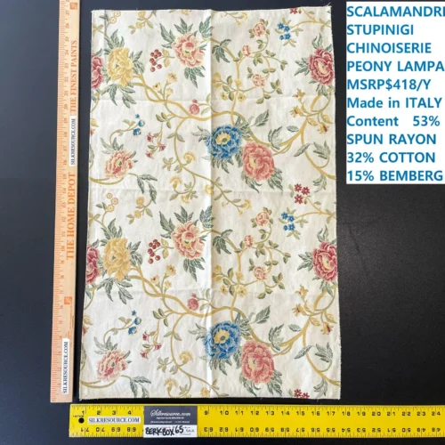 IMG_5858 6 Berkbox65 17"x27" Scalamandre STUPINIGI White Chinoiserie Peony Lampas Floral MSRP USD418/y
