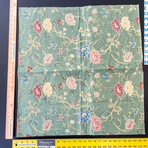 IMG_5861 7 Berkbox65 27"x27" Scalamandre STUPINIGI Green Chinoiserie Peony Lampas Floral MSRP USD418/y
