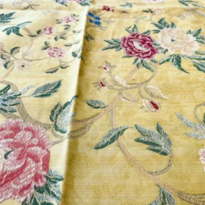 IMG_5874 11 Berkbox65 17"x27" Scalamandre STUPINIGI Yellow Chinoiserie Peony Lampas Floral MSRP USD418/y