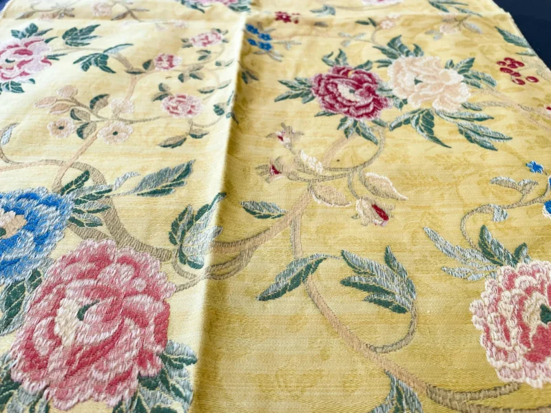 IMG_5874 11 Berkbox65 17"x27" Scalamandre STUPINIGI Yellow Chinoiserie Peony Lampas Floral MSRP USD418/y