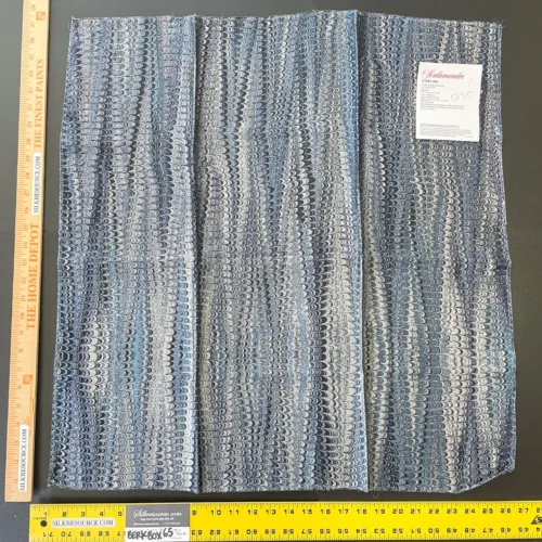 IMG_5891 17 Berkbox65 SQUARE 27"x27" Scalamandre Ebru Silk Weave Bluestone Marbled Paper Silk Jacquard Texture Deep Blue Black Ocean MSRP USD 424/Y