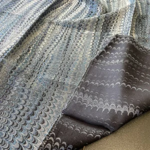 IMG_5893 17 Berkbox65 SQUARE 27"x27" Scalamandre Ebru Silk Weave Bluestone Marbled Paper Silk Jacquard Texture Deep Blue Black Ocean MSRP USD 424/Y