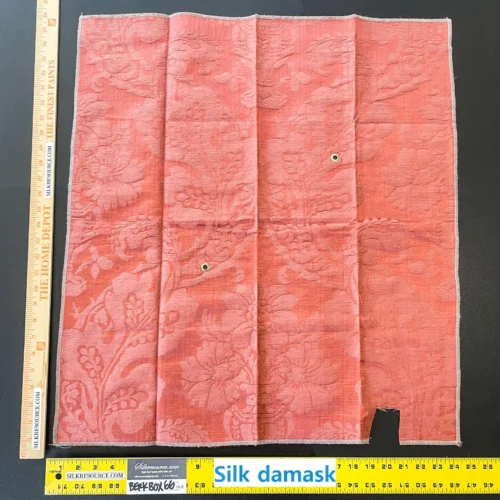 IMG_5975 15 Berkbox66 28"x 25" Scalamandre Silk Damask Red Botanical Minor Defect