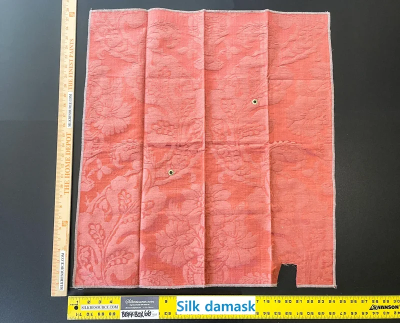 IMG_5975 15 Berkbox66 28"x 25" Scalamandre Silk Damask Red Botanical Minor Defect