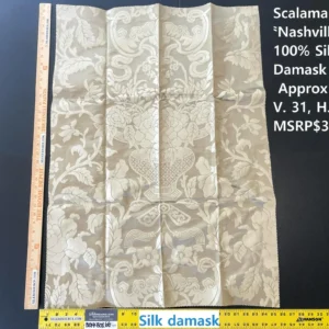 18 Berkbox66 26"x 1 yard Scalamandre Nashville 100% Silk Damask Beige