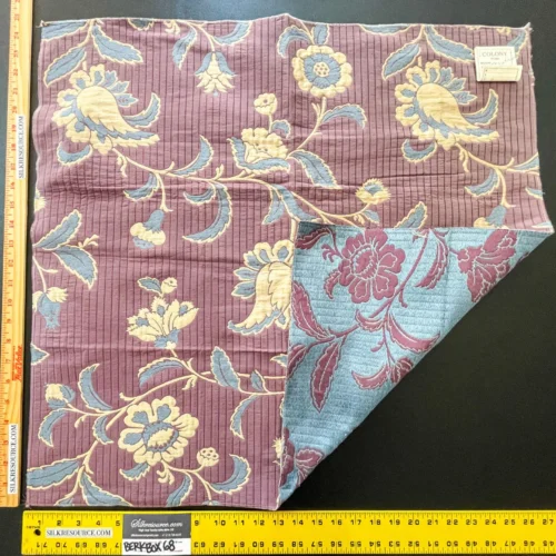 28 Berkbox68 25"x27" Scalamandre MYSORE Mauve-Grigio Azurro Maroon Blue Beige Botanical Large pattern