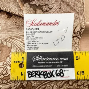 IMG_6249 36 Berkbox68 27"x27" Scalamandre PALERMO VELVET PAISLEY Copper Velvet Print