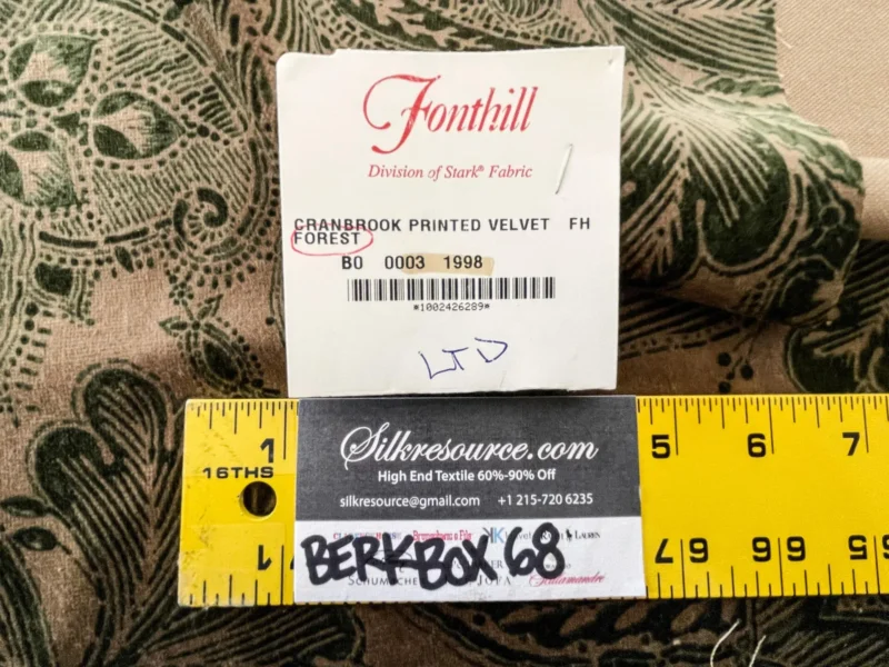 IMG_6253 38 Berkbox68 27"x23" Scalamandre CRANBOOK PRINTED VELVET FH FOREST Green Brown Botanical