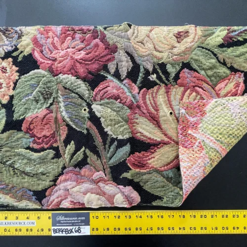 46 Berkbox68 26"x26" Scalamandre Botanical Large Pattern Woven Green Red Yellow on Black