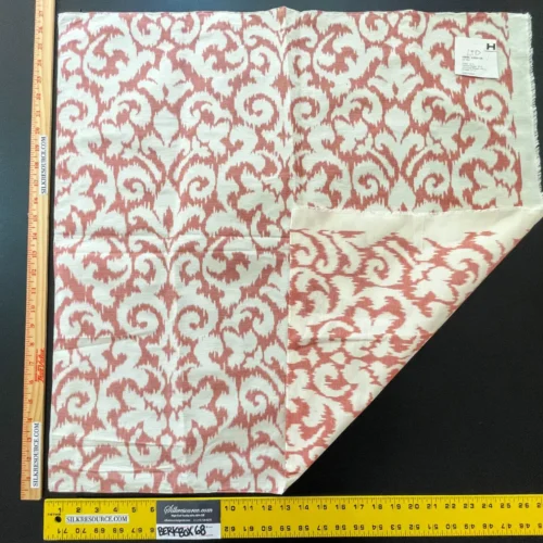 47 Berkbox68 27"x27" Scalamandre Swirl Red White Silk Linen Damask Ikat Scroll MSRP USD 372/Y