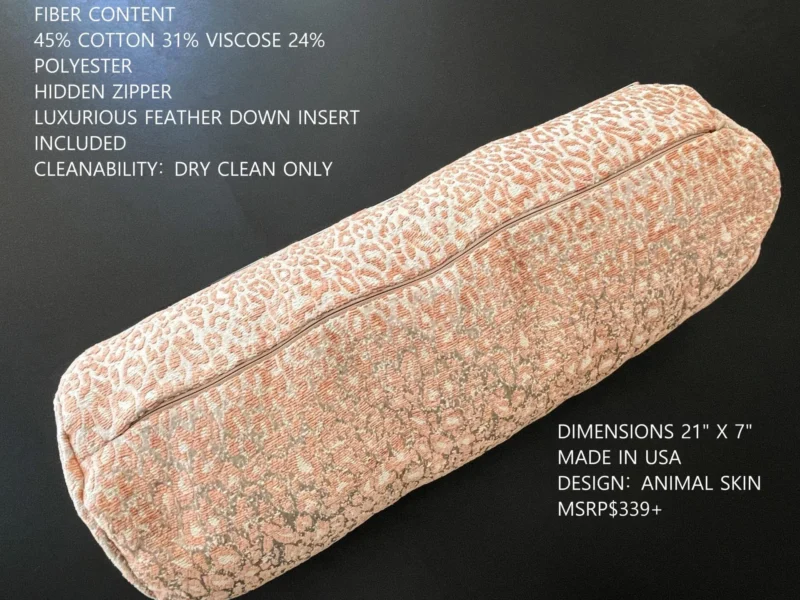 IMG_6306 PILLOW 21"x7" Scalamandre LEOPARD BOLSTER PINK SAND Animal Skin MSRP USD339+