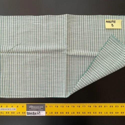 3 Berkbox69 14″x28″ Scalamandre MAGPIE TEAL Green 100% Cotton Plaid Check Small Scale