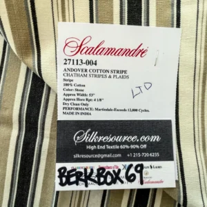 41 Berkbox69 26" x 26" Scalamandre ANDOVER COTTON STRIPE STONE Black