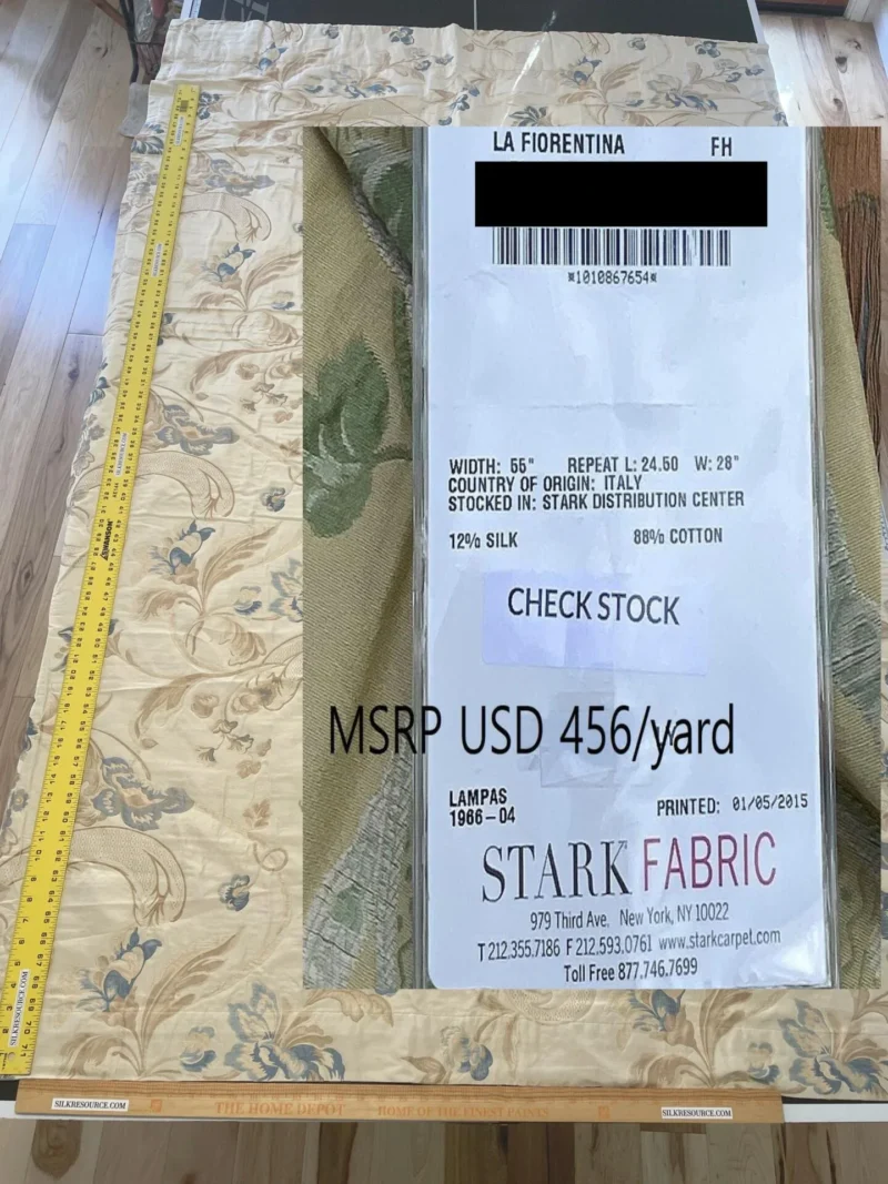 IMG_7154text 26 Berkbox52 79" x 52"  Scalamandre La Fiorentina Blue / Antique Peach Lampases By Old World Weavers MSRP USD 456/Y