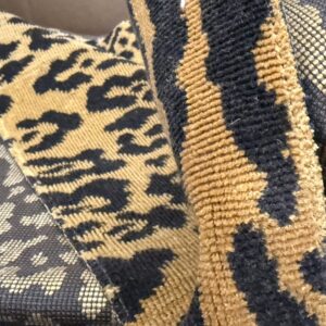 IMG_8308 12 Berkbox63 Square Scalamandre Old World Weavers Leopard Velvet in Piccolo Linen Hiend Animal skin Cheetah Orange Black Velvet MSRP USD 500+/yard