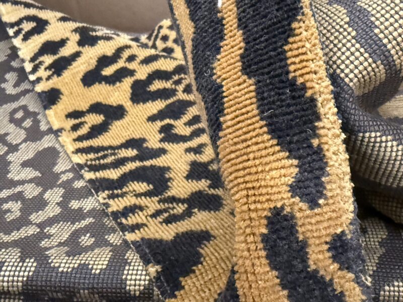 IMG_8308 12 Berkbox63 Square Scalamandre Old World Weavers Leopard Velvet in Piccolo Linen Hiend Animal skin Cheetah Orange Black Velvet MSRP USD 500+/yard