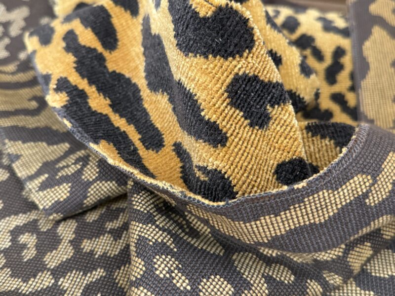 IMG_8309 12 Berkbox63 Square Scalamandre Old World Weavers Leopard Velvet in Piccolo Linen Hiend Animal skin Cheetah Orange Black Velvet MSRP USD 500+/yard