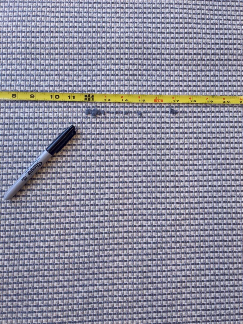 PXL_20230724_224613538 1.3Y Scalamandre Maia Grey Watkins Pewter Silver Blue Chenille MSRP USD 178/yard (Defects)