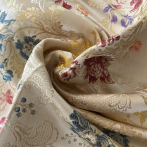 img_7516-2 High End Renaissance Lampas Spanish Valencia Metallic Brocade Garland red green gold on Cream