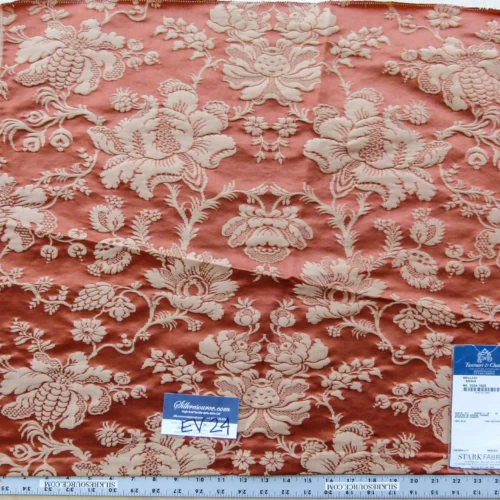 P1120118 1 EV24 23"x25" Tassinari & Chatel MEILLIANT BRIQUE Silk Cotton Red Damask Historic Botanical