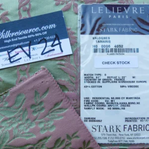 P1120137 10 EV24 23"x25" Square Scalamandre Lelievre VALOGNES TAMARIS Green damask French Neoclassical Floral Stripe