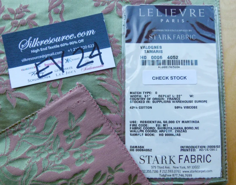 P1120137 10 EV24 23"x25" Square Scalamandre Lelievre VALOGNES TAMARIS Green damask French Neoclassical Floral Stripe