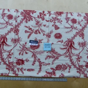 P1120181 32 EV24 27"x55" Scalamandre LANGUEDOC RED  Floral hand Print Toile