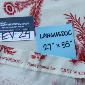 P1120182 32 EV24 27"x55" Scalamandre LANGUEDOC RED  Floral hand Print Toile