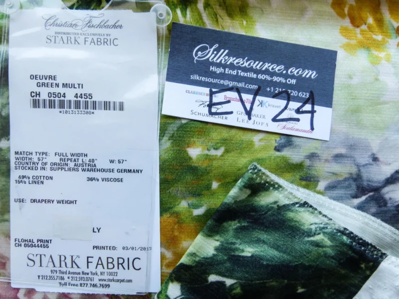 33 EV24 1.2 yard x52" Scalamandre OEUVRE BLUE GREEN Floral Print Abstract