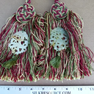 P1120242 Scalamandre Silk Tiebacks Handmade Duchessa Silk/Jade Double Tieback Jade Deep Red MSRP USD480 each T3022-07