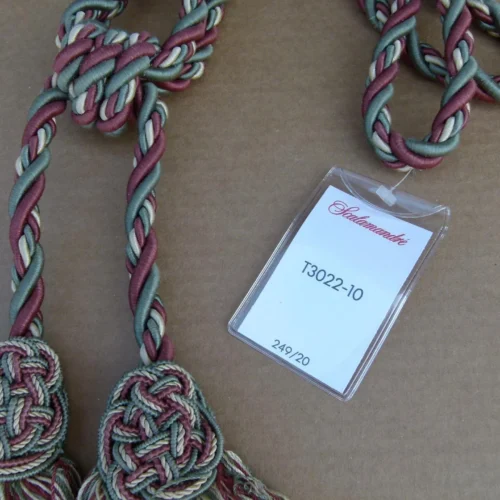 Scalamandre Silk Tiebacks Handmade Duchessa Silk/Jade Double Tassel Jade Red Green MSRP USD480 each T3022-10