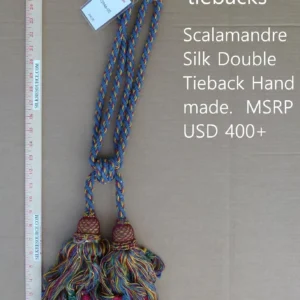 P1120262 Scalamandre Silk Tiebacks Handmade Silk Double Tieback Blue MSRP USD400 each T2946-02